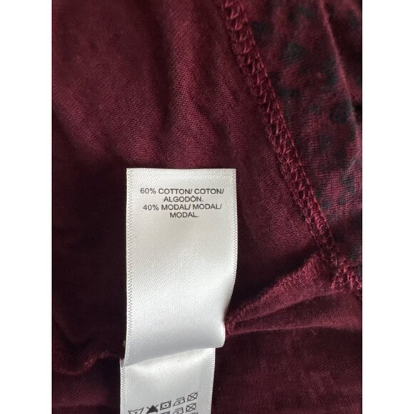 Lucky Brand Burgundy Leopard Print Modal Cotton Peplum Top - Picture 5 of 5